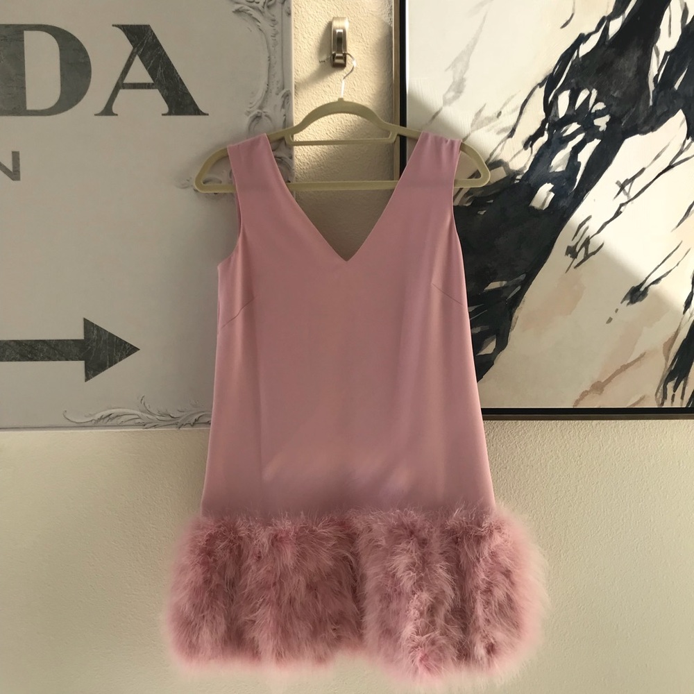 BCBG MAXAZRIA Feather Hem Mini Dress